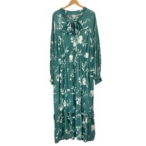 Ava & Viv Teal Floral Long Sleeve Dress